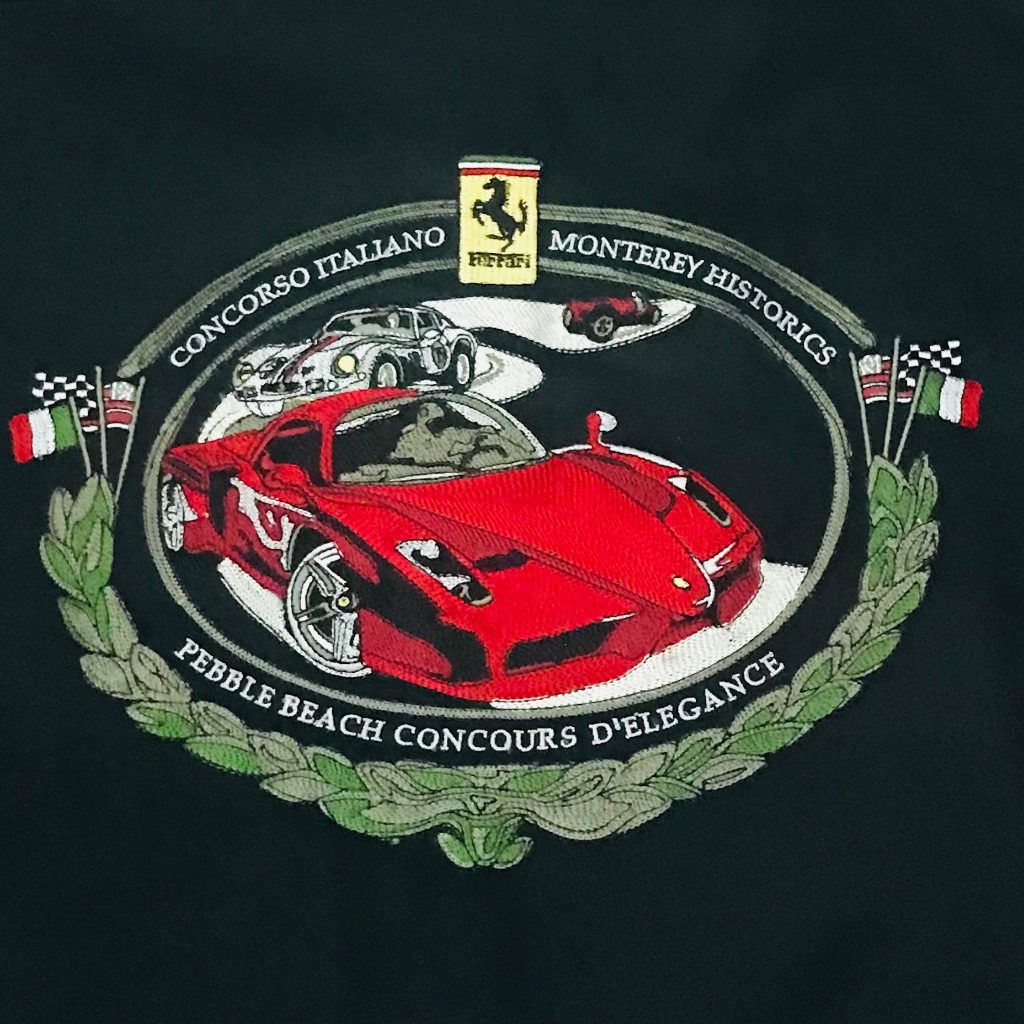 Nat Nast Embroidered Med Ferrari Pebble Beach Silk Camp Shirt